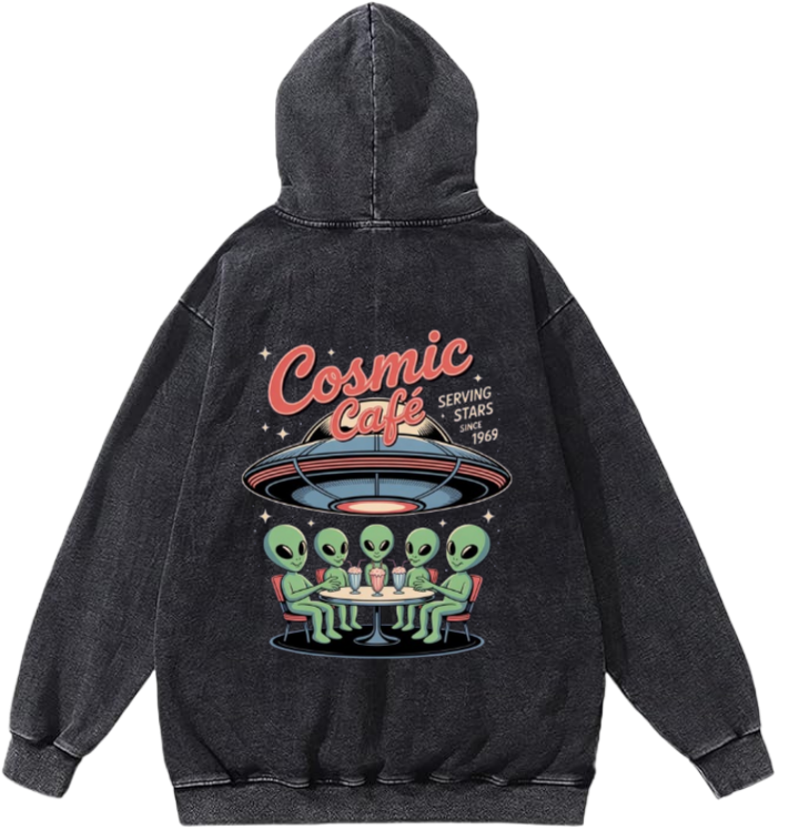 aliens Oversize Hoodie Washed gray Back 5