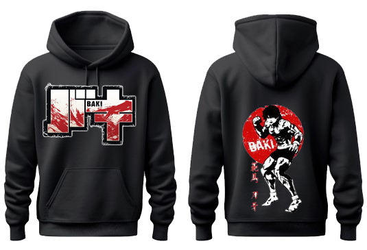 Anime baki oversize hoodie Black Back 14
