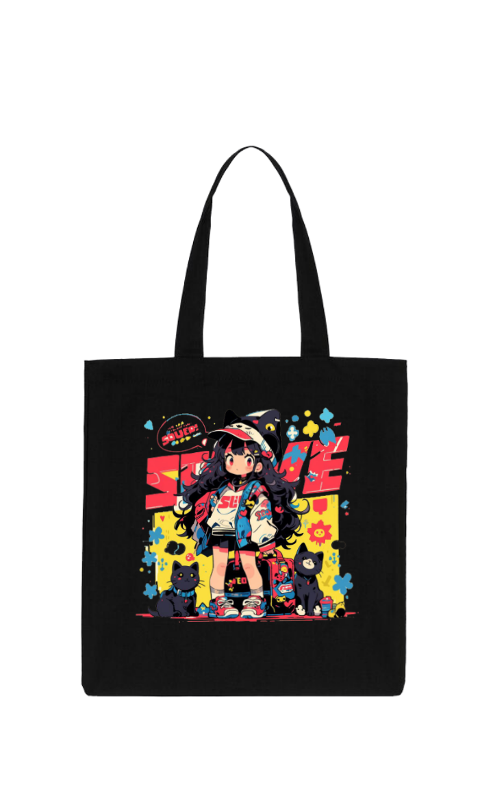 Kawaii tote bag Black 5