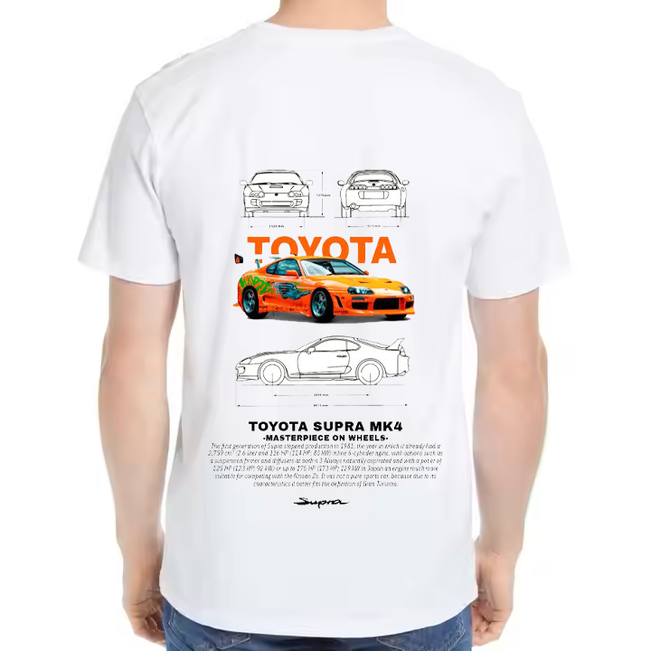 Toyota Supra MK4 Car t- shirt One Size White Back 4