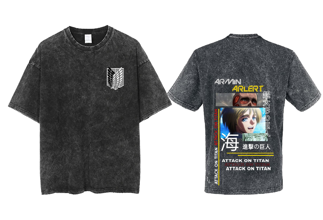 Anime Attack on titan shingeki no kyojin eren levi mikasa Aot Oversize t- shirt Washd acid back 5