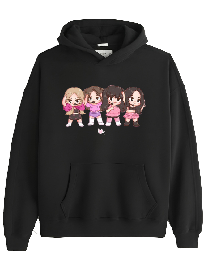 Black pink One Size hoodie Black 5