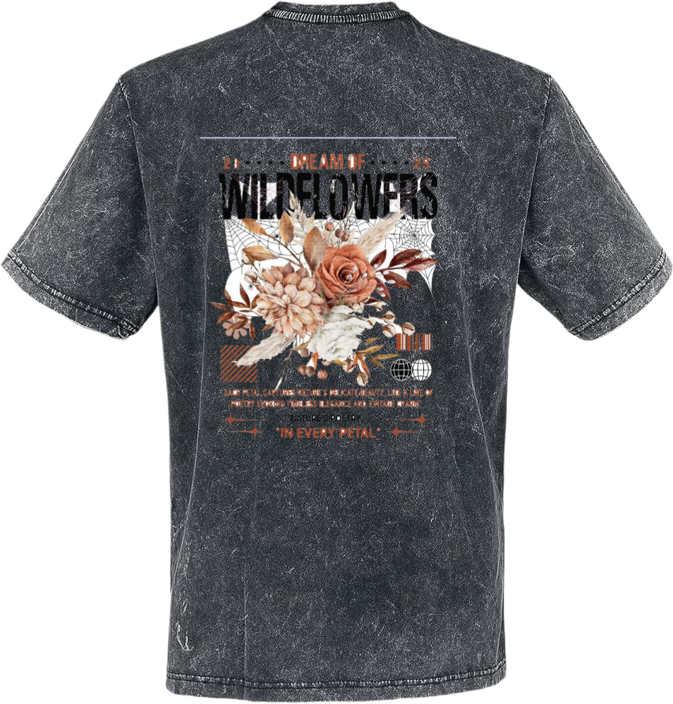 WILDFLOWERS t- shirt Over Size Washed Back 45