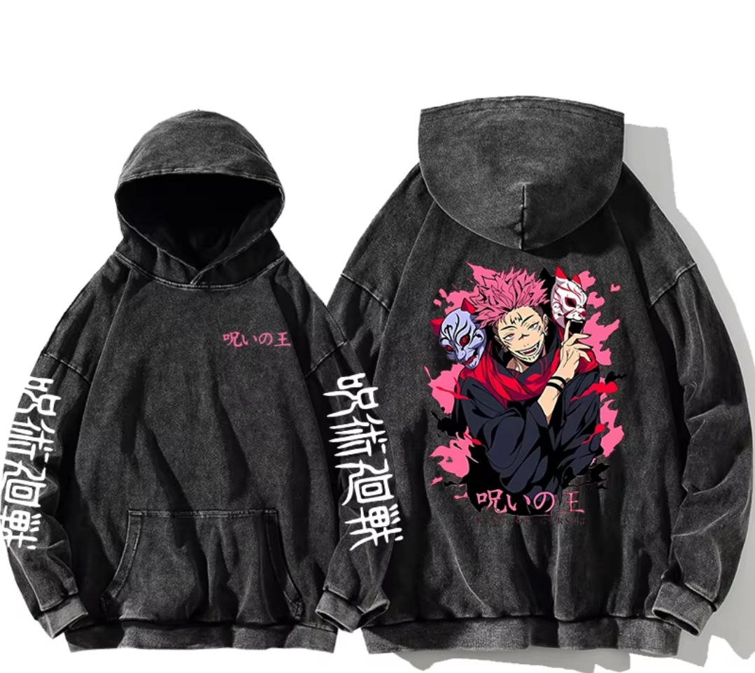 jujutsu kaisen GOJO Oversize Washd Hoodie gray 10