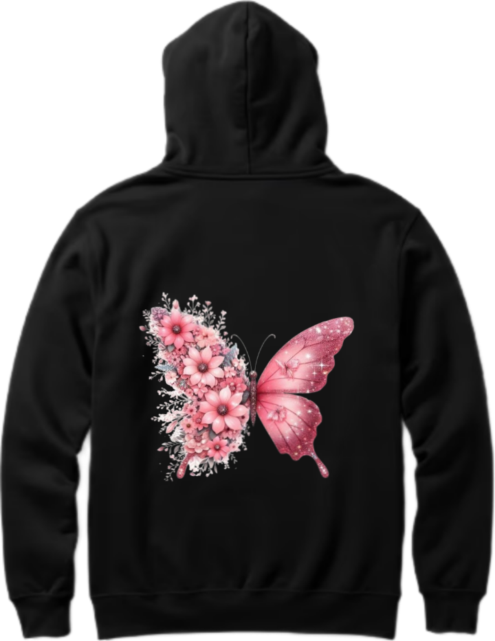 butterflies Oversize Hoodie Black Back 5