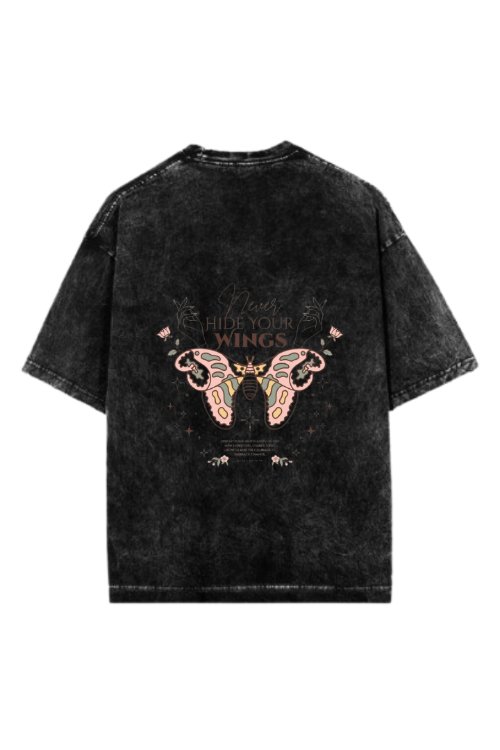 butterflies One Size t- shirt Washed Back 5