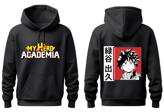 bnha boku no hero academy One Size hoodie Black Back 5