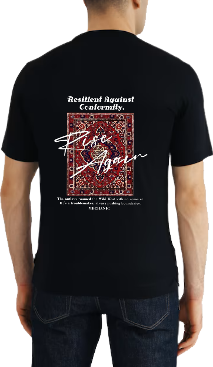 Resilient Against Conformity. t- shirt Over Size Black Back 83