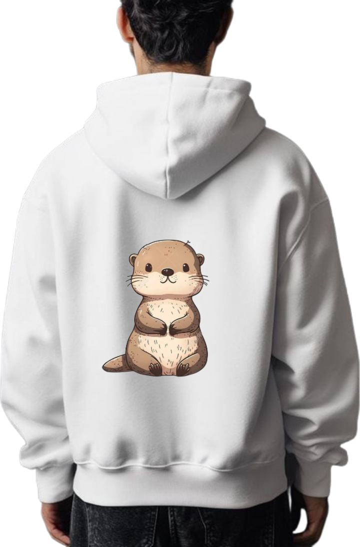 otter One Size hoodie White Back 5