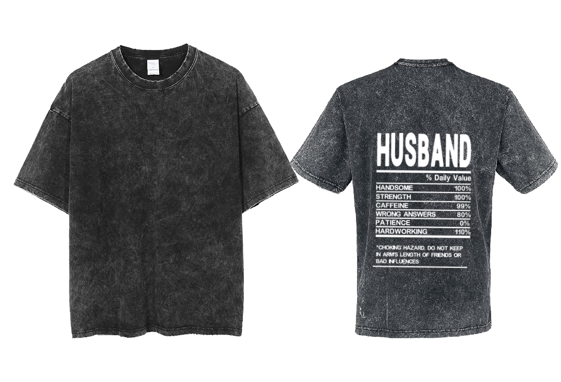 Husband Nutrition Facts Sam Back text One Size t- shirt Washed Back 5