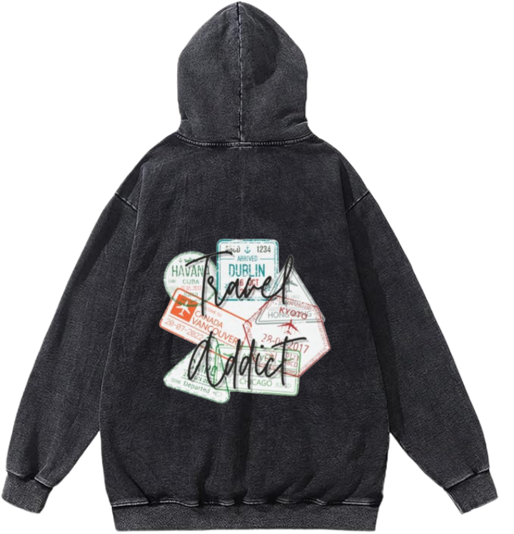 travel travellar Oversize Hoodie Washed gray Back 5