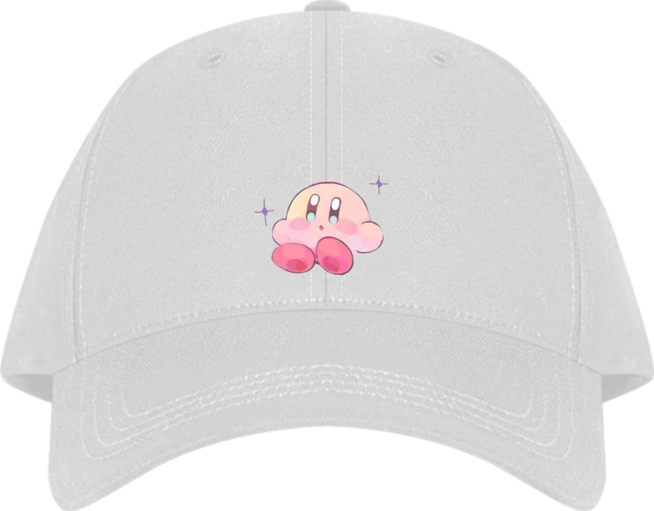 Cute Anime Kirby Baseball Cap, Kawaii Pink Character White Dad Hat, Adjustable Y2K Streetwear Sun Cap for Women and Men 5