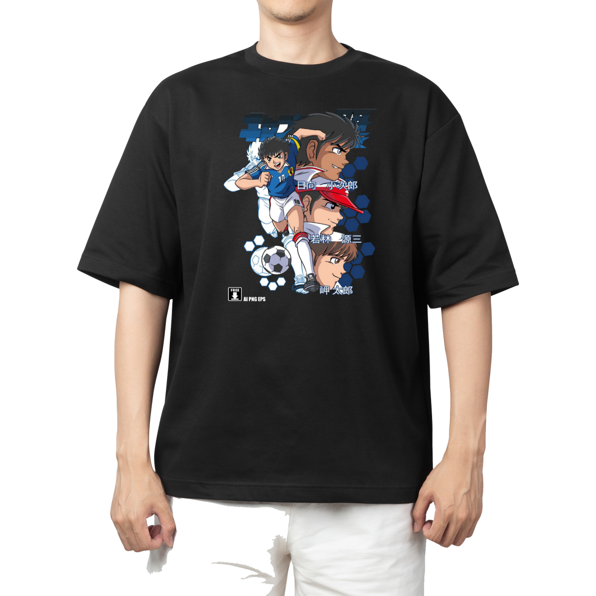 Captain Tsubasa t- shirt Over Size Black 5