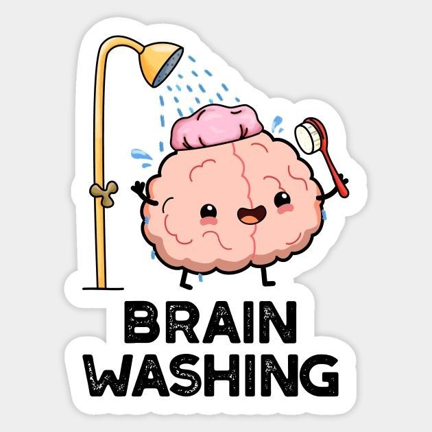 Brain Washing" Cute Kawaii Brain Taking a Shower Aesthetic Sticker, Funny Science Pun Decal for Laptop, Water Bottles, Journaling, Scrapbooking, and Planners