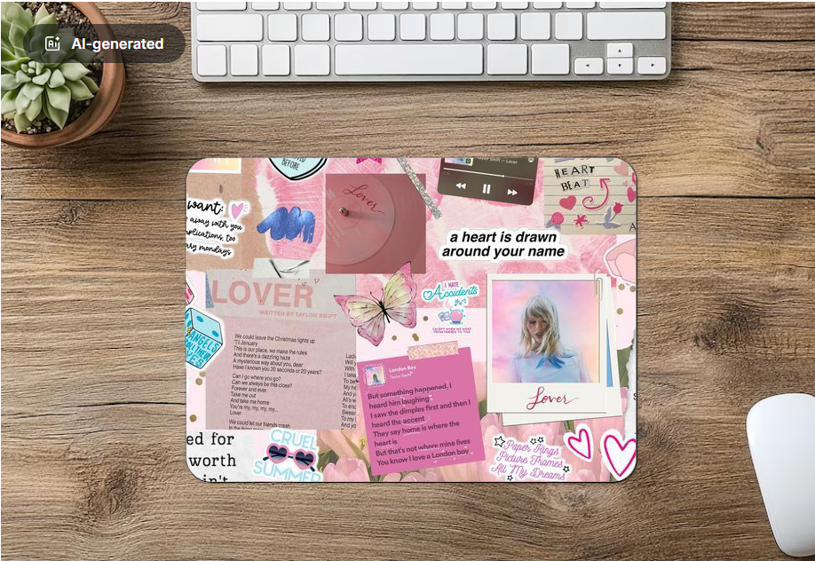 Mouse Pad a heart is drawn around your name