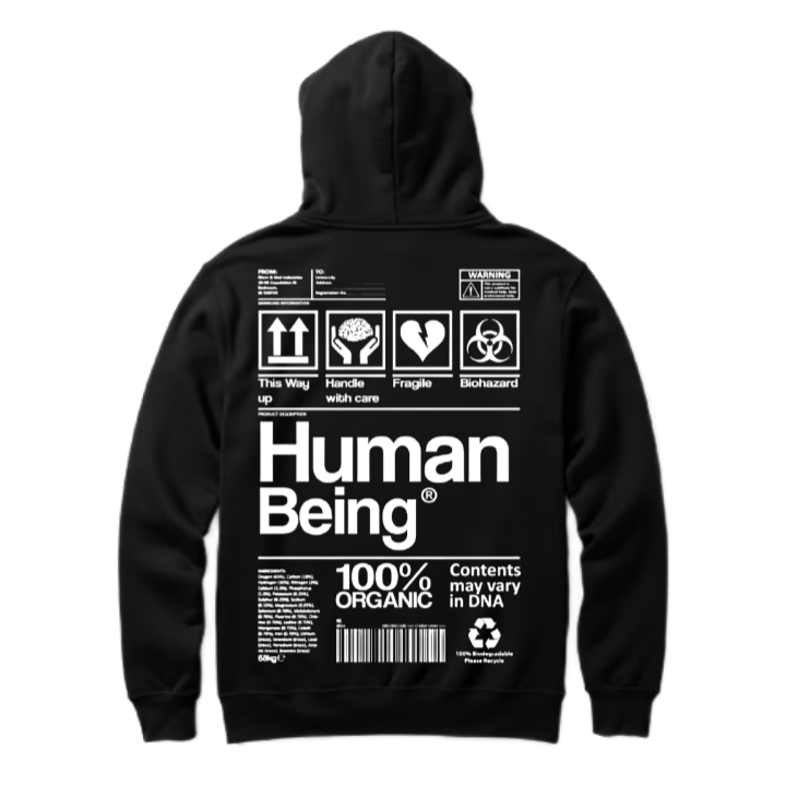 Human Being Back text oversize hoodie back 60