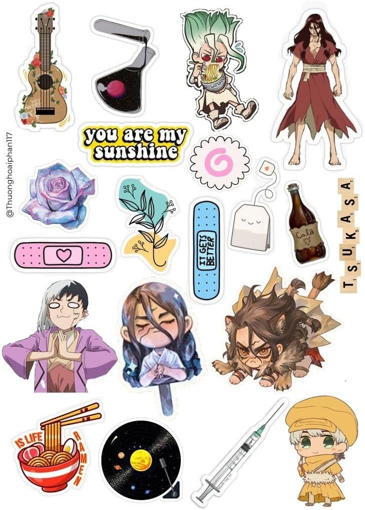 Cute anime sticker senku stone