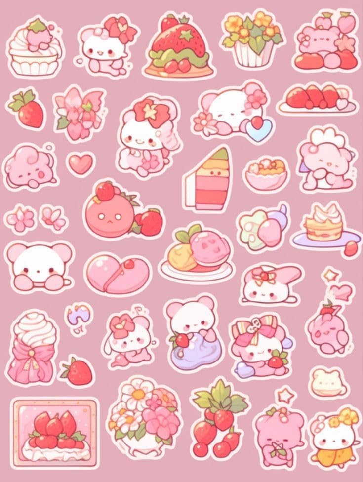 Cute anime sticker bunny cute pink