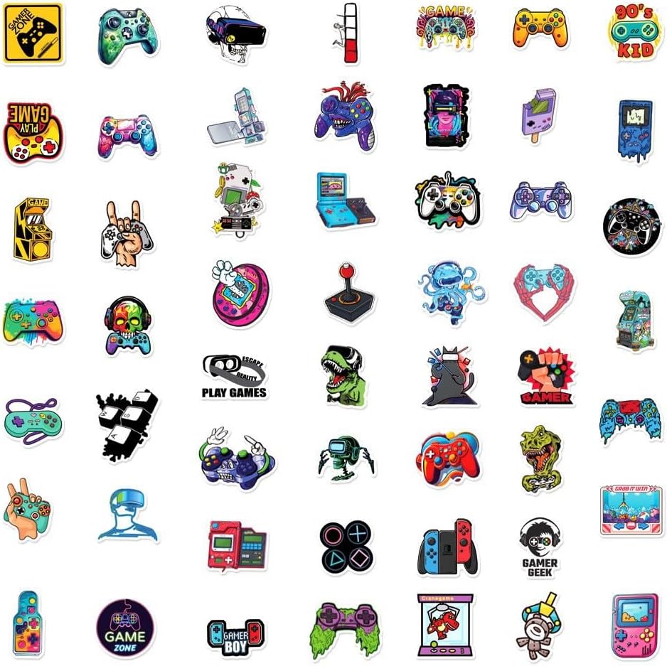 Cool Gamepad Stickers Pack for Kids Teens,50PCS Waterproof Cartoon Trendy Gaming Sticker for Water Bottle, Laptop, Skateboard, Bike, Helmet,Phone, Game Machine, Computer, Travel Case (Gamepad)
