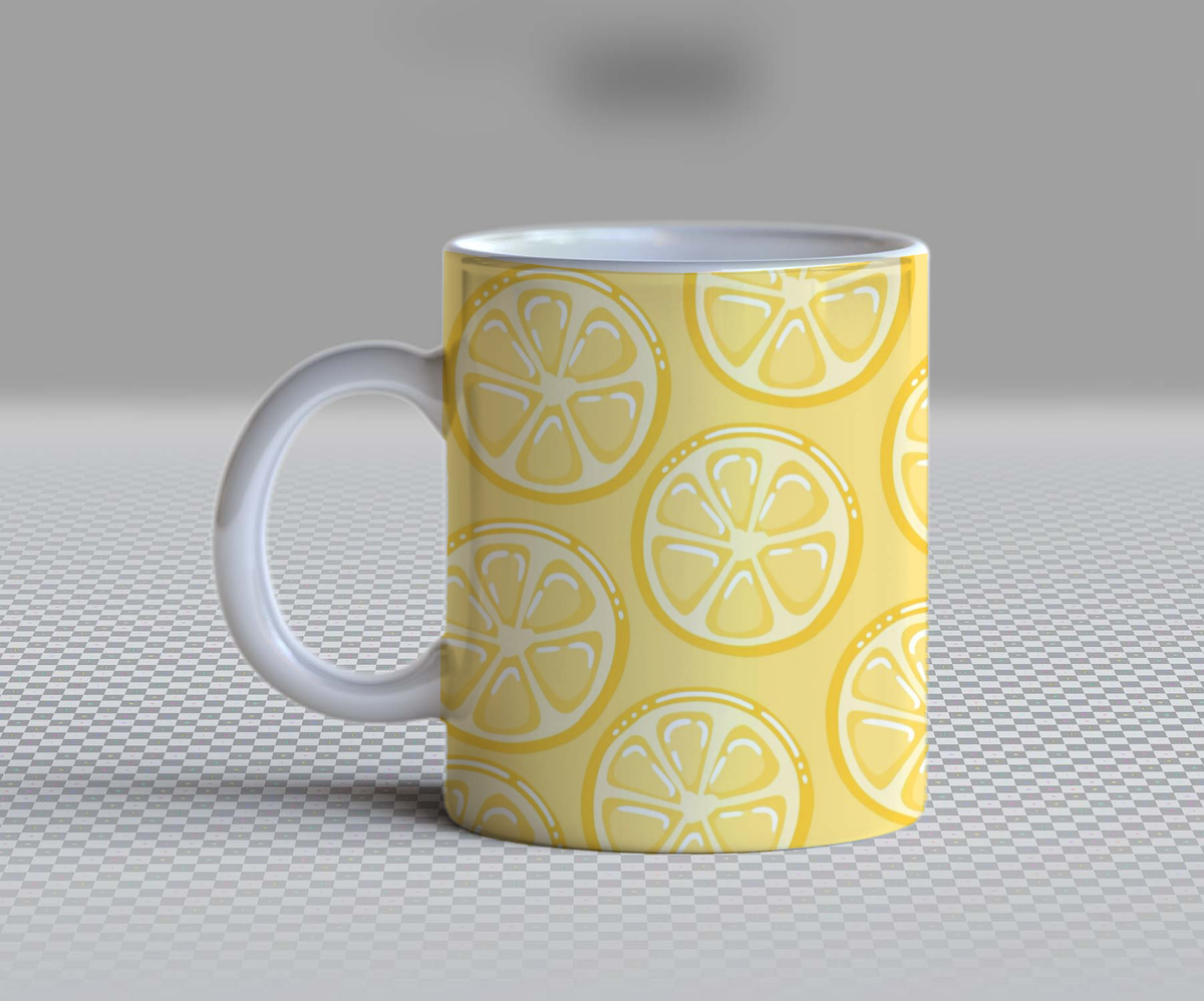 Cute Yellow Lemon Ceramic Coffee Mug – 11oz Aesthetic Summer Fruit Tea Cup, Mediterranean Citrus Slices Pattern Mug for Coffee Lovers, Vibrant Birthday Gift for Women, Girls & Kitchen Decor