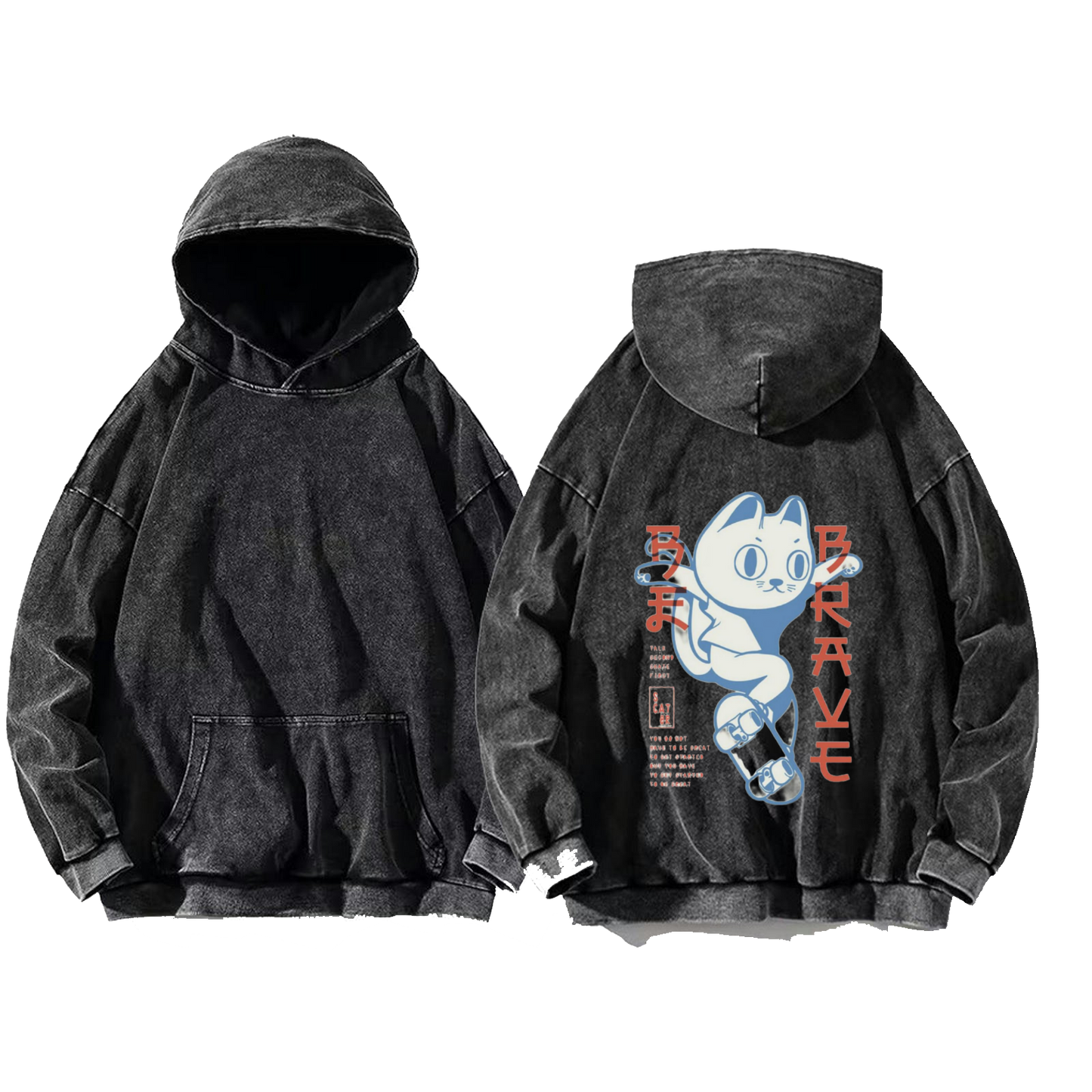 BE BRAVE One Size hoodie Washed Back 57