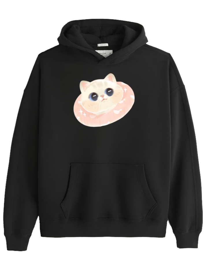 cat Oversize Hoodie Black 61