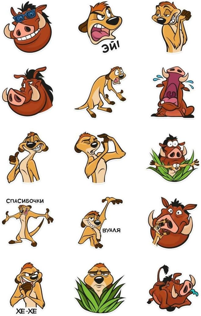 Disney Timon and Boba Laptop Sticker, Brown, Polyester, Cartoon, Cut Outs, Movie, Irregular