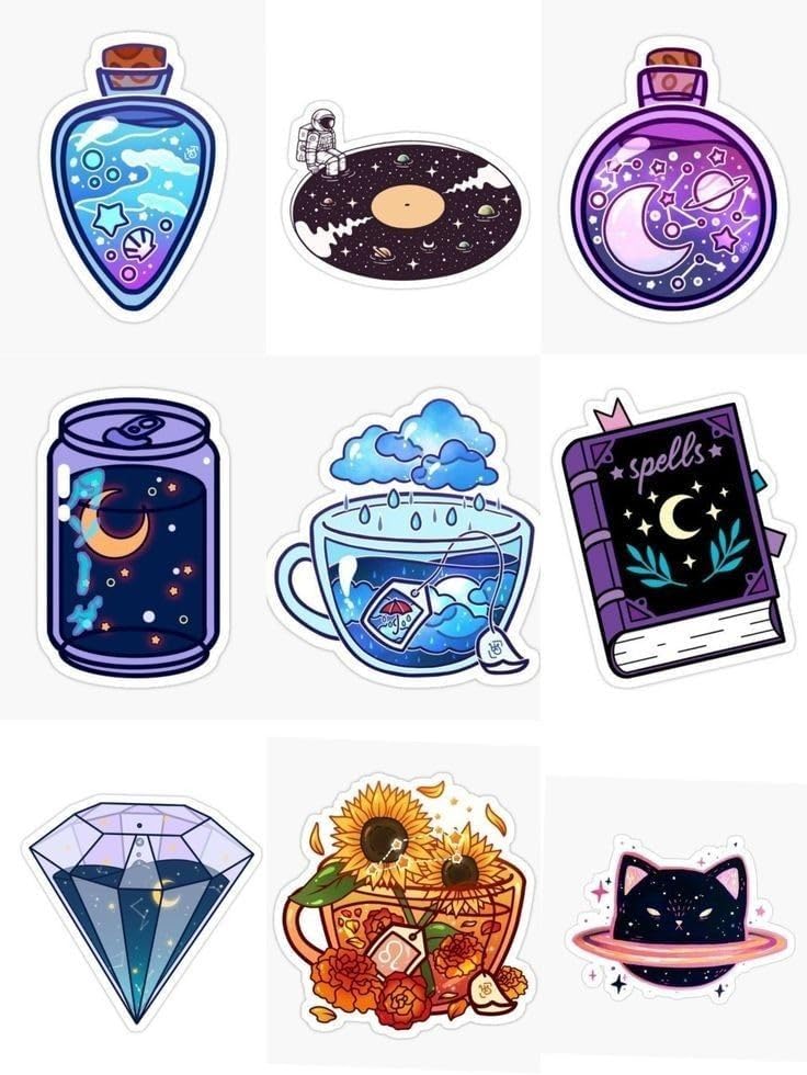 Cute anime sticker stars diary