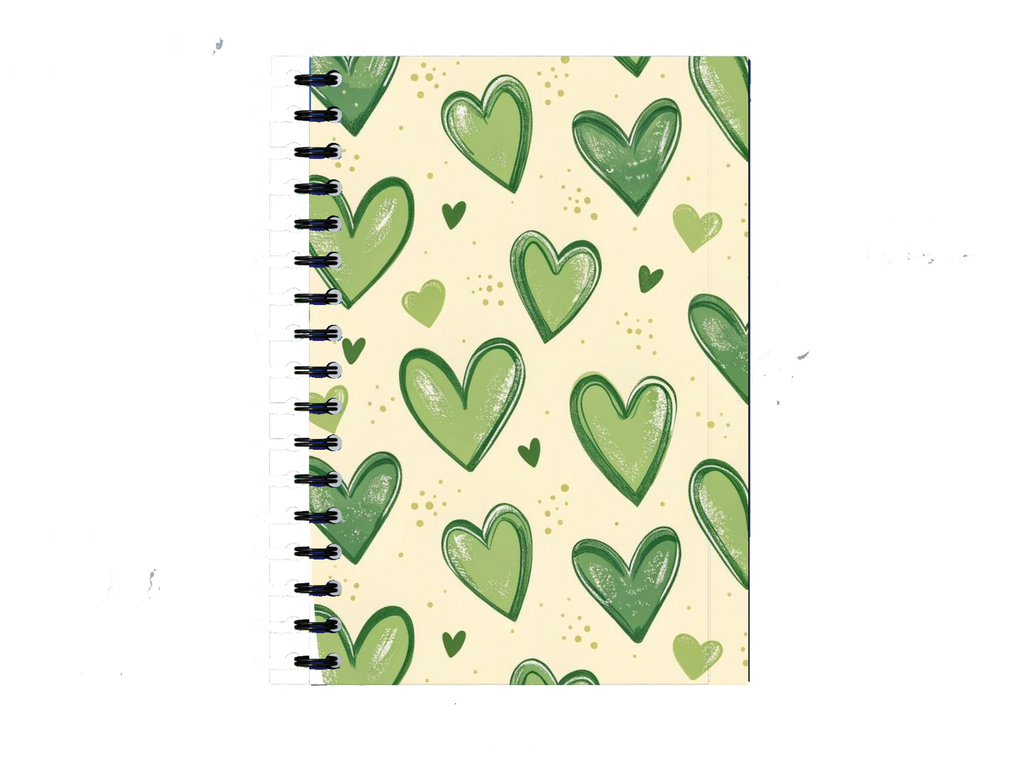 Sage Green Hearts Notebook A5 62