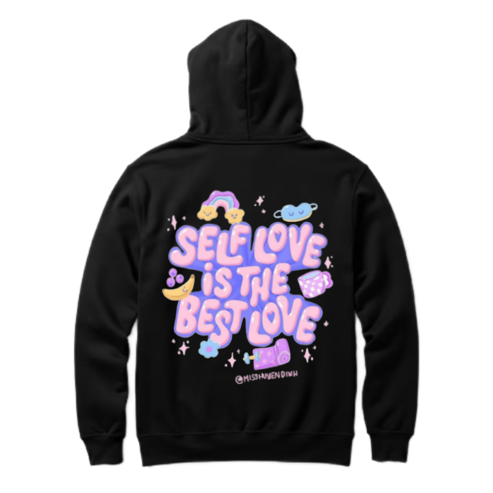 SELF LOVE IS THE BEST LOVE One Size hoodie Black Back 62