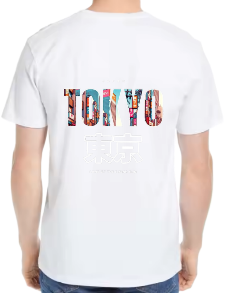 TOKYO Back text One Size t- shirt White Back 62