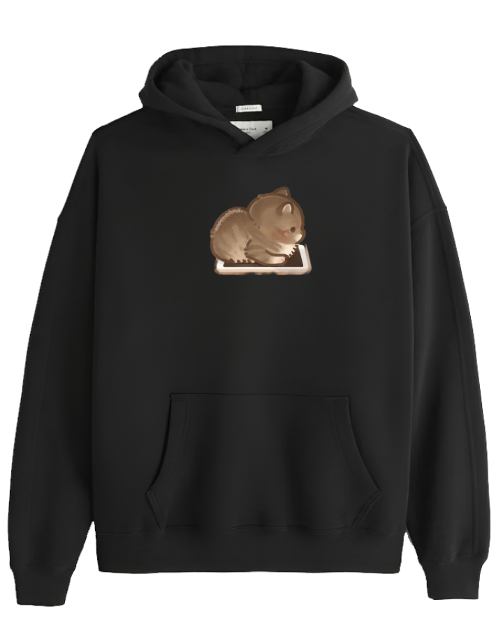 cat Oversize Hoodie Black 63