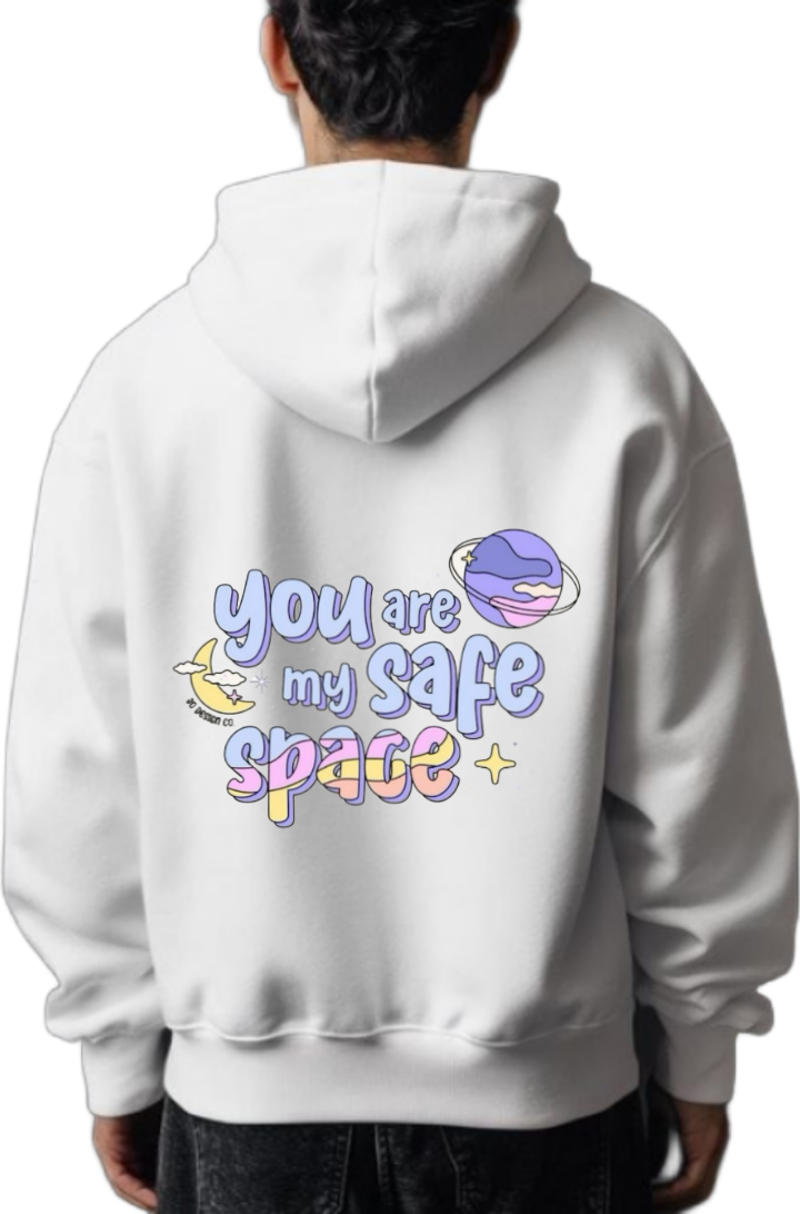 you are my safe space+ One Size hoodie White Back 64