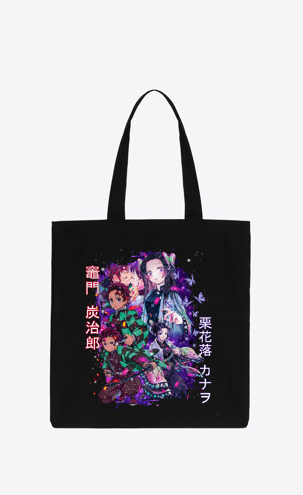 Anime Demon slayer nezuko tanjiro tote bag Black 64