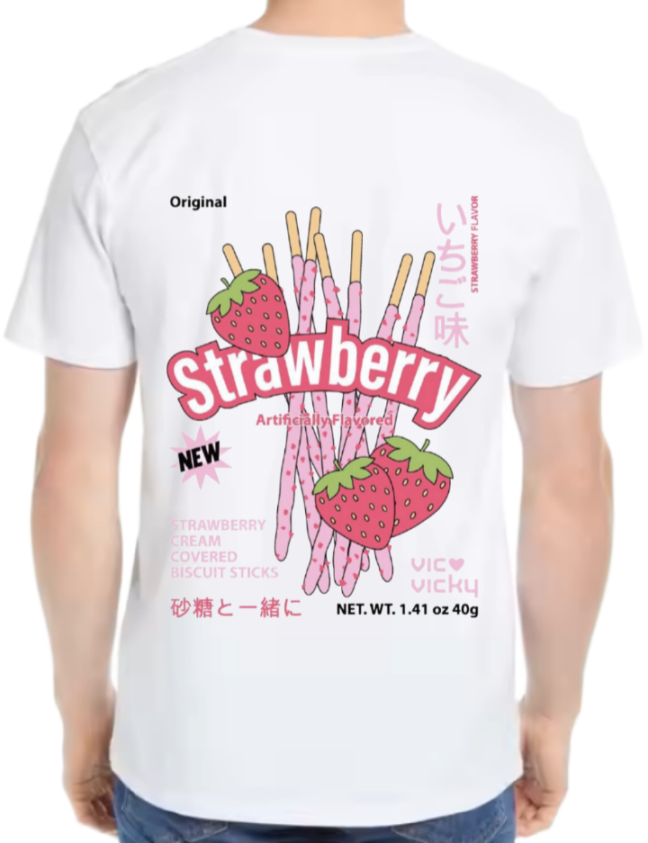 Strawberry t- shirt One Size White back 65
