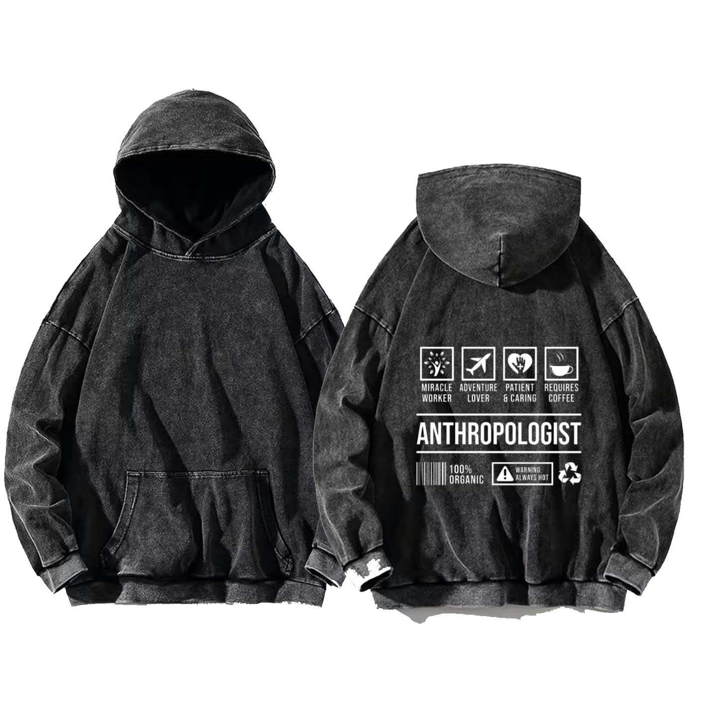 VETERINARIAN Bear Back text oversize hoodie Washed back 66