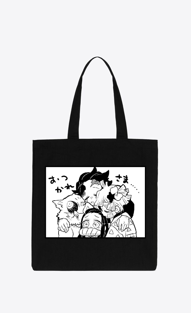 Anime Demon slayer nezuko tanjiro tote bag Black 66