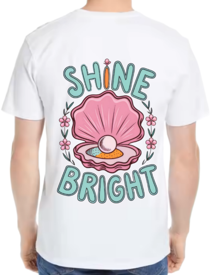 SHINE BRIGHT t- shirt One Size White back 67