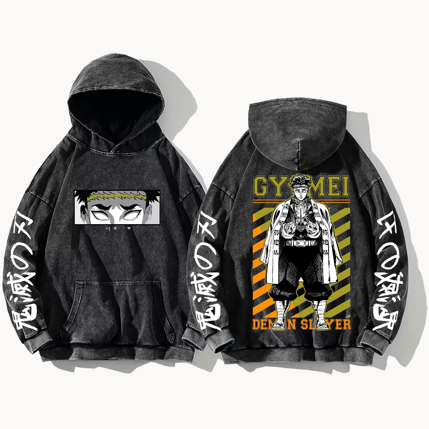 Anime Demon slayer nezuko tanjiro Oversize Hoodie Washed gray 68