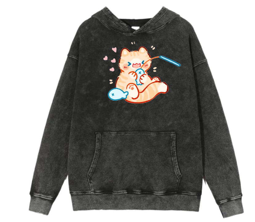 cat Oversize Hoodie Washed 68