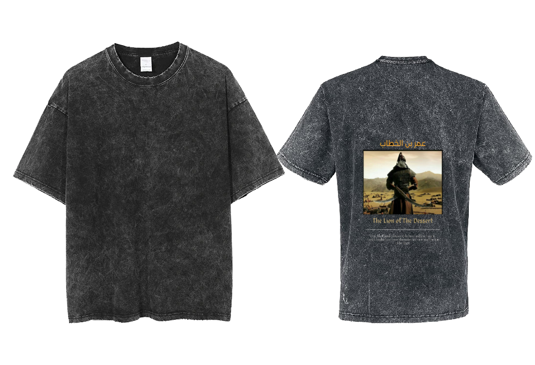 عمر بن الخطاب Back text One Size t- shirt Washed Back 68