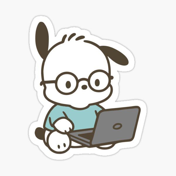 Sticker A small dog wearing round glasses and a light blue shirt 69