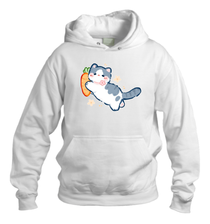 cat Oversize Hoodie White 69