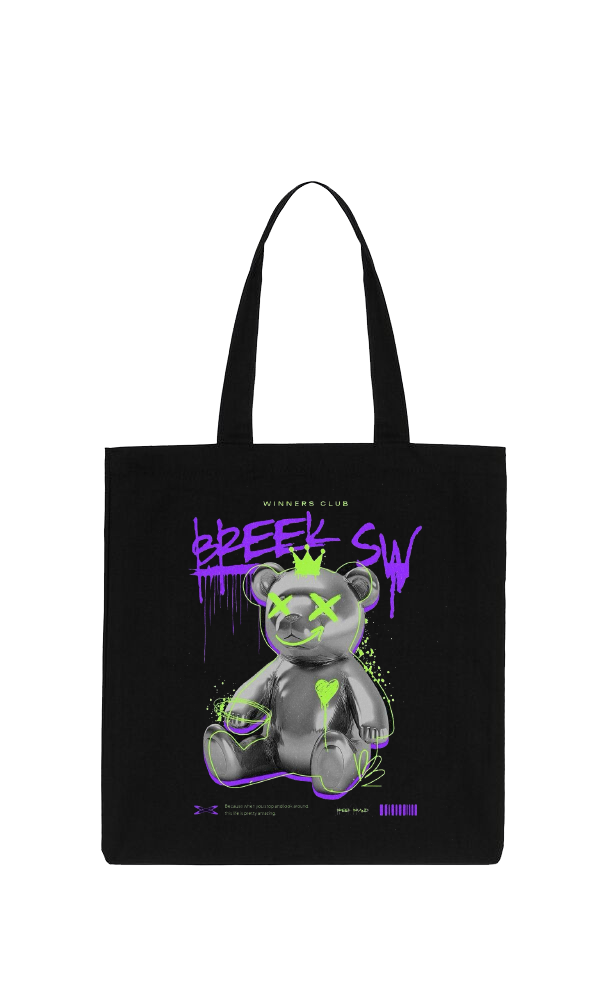 BREEK SW Back text tote bag Black 6