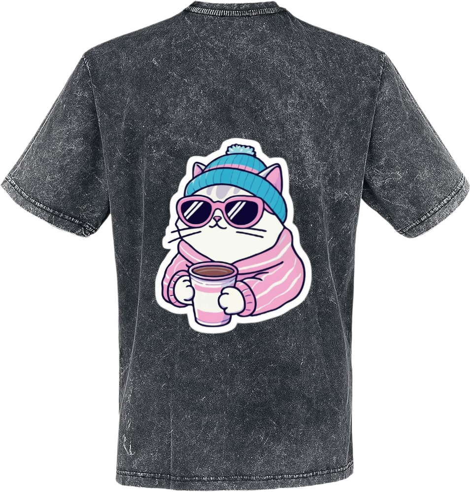 قطة t- shirt One Size Washed Back 6