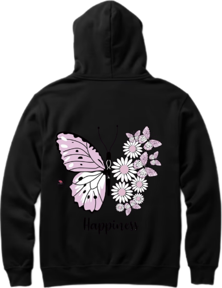 butterflies Oversize Hoodie Black Back 6