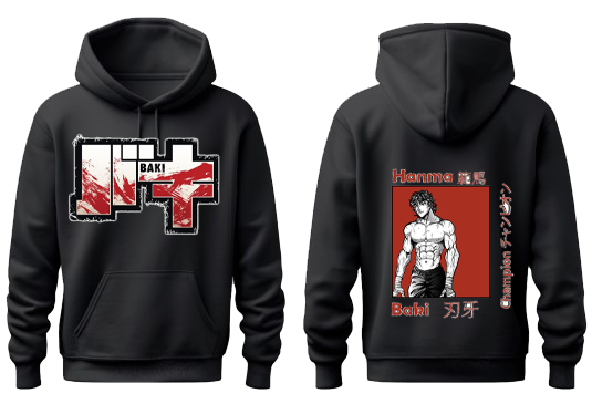 Anime baki oversize hoodie Black Back 15
