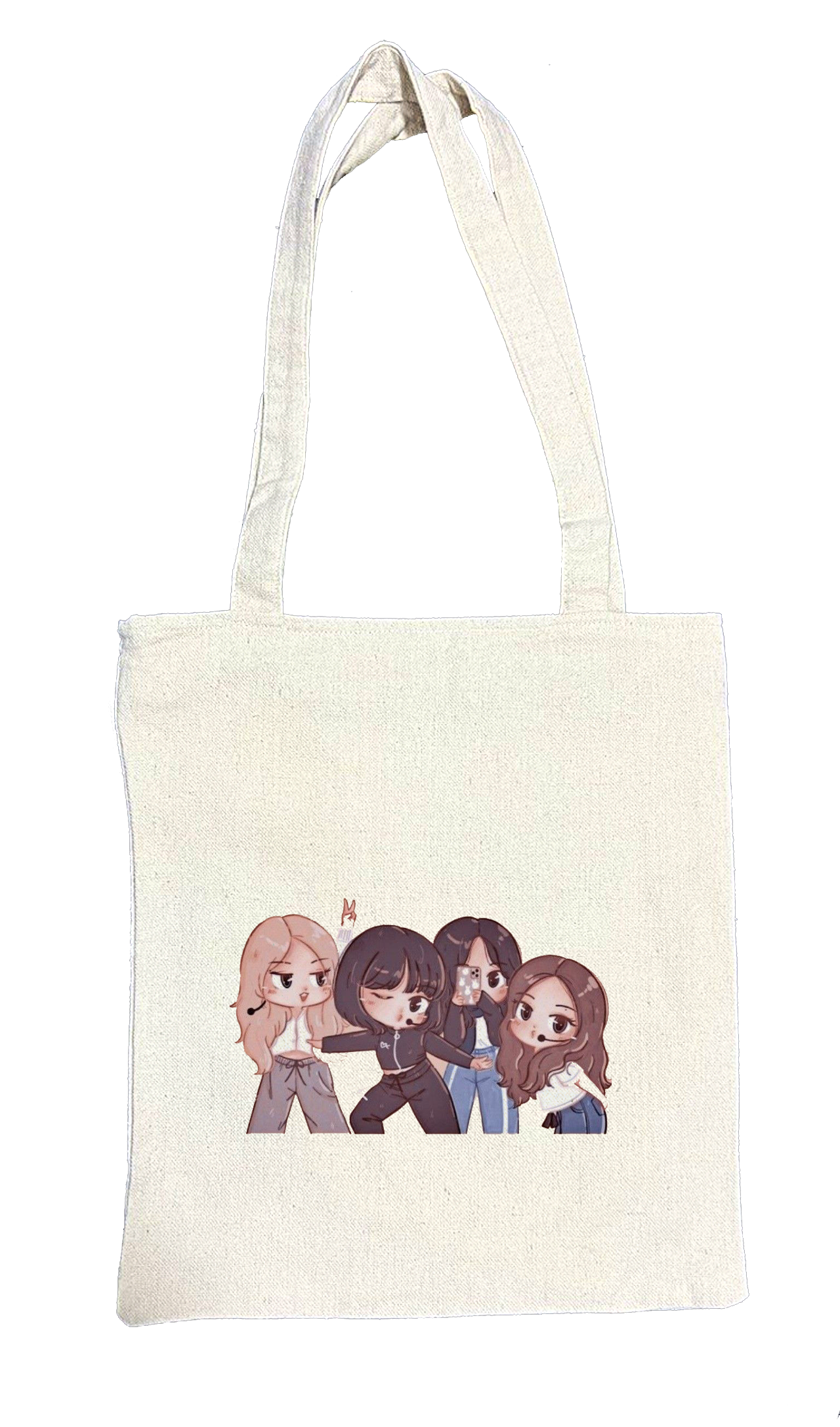 Black pink tote bag beige 5