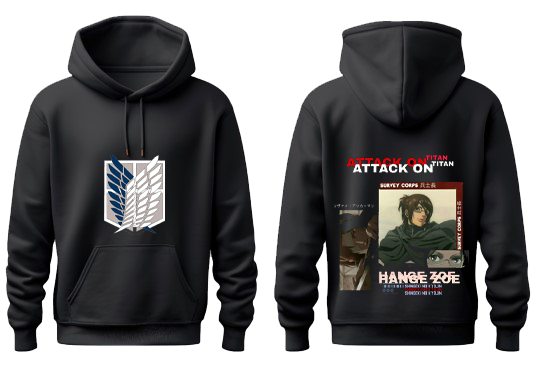 Anime Attack on titan shingeki no kyojin eren levi mikasa Aot Black Oversize HOODIE back 6