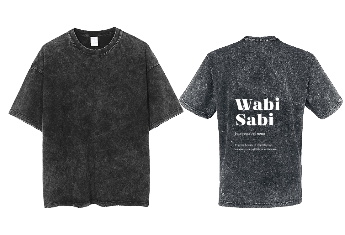 Wabi-Sabi Back text One Size t- shirt Washed Back 6